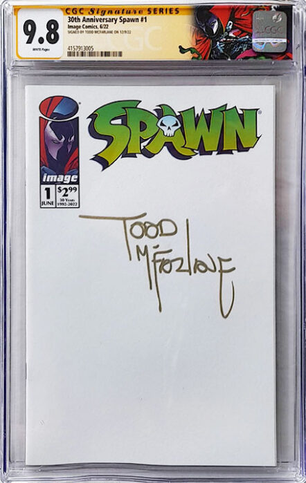 Spawn #1 30th Anniversay Blank Variant Signed by Todd Mcfarlane CGC Signature Series 9.8 NM/M